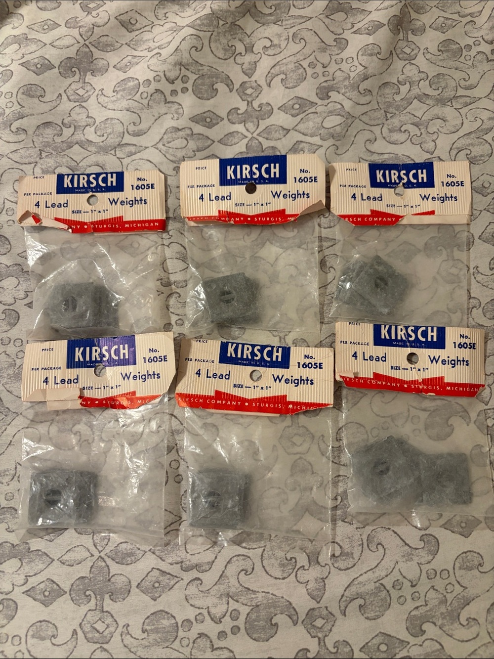 KIRSCH Lead Curtain Weights - Set of 6 (Gray) New old stock never used